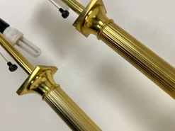 Best Pamono Large Brass Table Lamps with Lampshades from Metalarte, Spain, 1960s, Set of 2