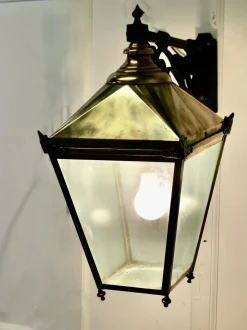 Best Pamono Large Brass Wall Hung Lantern, 1950s