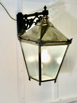 Best Pamono Large Brass Wall Hung Lantern, 1950s