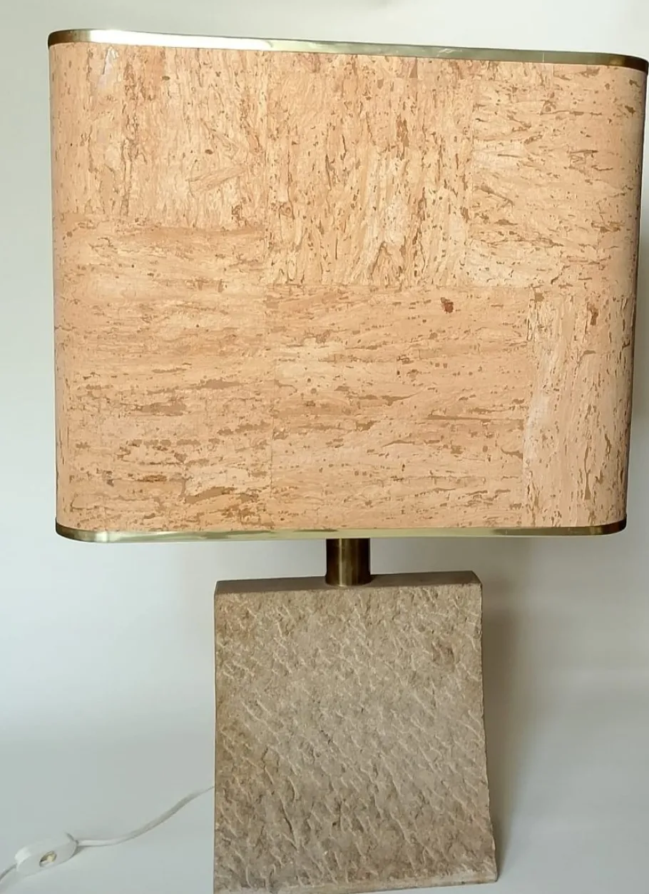 Best Pamono Large Brutalist Italian Table Lamp in Travertine, 1970s