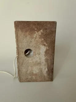 Best Pamono Large Brutalist Italian Table Lamp in Travertine, 1970s