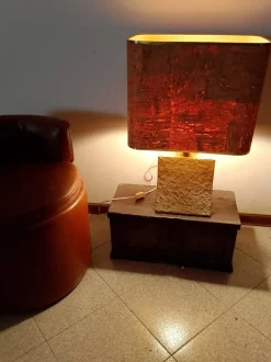 Best Pamono Large Brutalist Italian Table Lamp in Travertine, 1970s