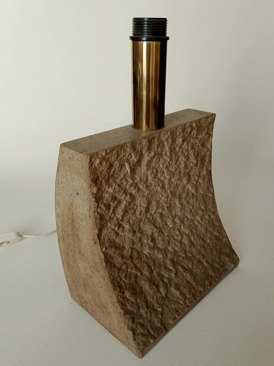 Best Pamono Large Brutalist Italian Table Lamp in Travertine, 1970s