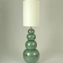 Pamono Large Ceramic Seagreen Floor Lamps attributed to Kaiser, 1980s, Set of 2