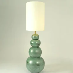 Pamono Large Ceramic Seagreen Floor Lamps attributed to Kaiser, 1980s, Set of 2