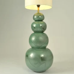 Pamono Large Ceramic Seagreen Floor Lamps attributed to Kaiser, 1980s, Set of 2