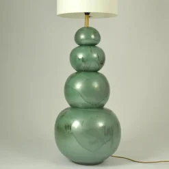 Pamono Large Ceramic Seagreen Floor Lamps attributed to Kaiser, 1980s, Set of 2