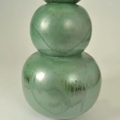 Pamono Large Ceramic Seagreen Floor Lamps attributed to Kaiser, 1980s, Set of 2