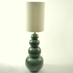 Pamono Large Ceramic Seagreen Floor Lamps attributed to Kaiser, 1980s, Set of 2