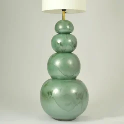 Pamono Large Ceramic Seagreen Floor Lamps attributed to Kaiser, 1980s, Set of 2