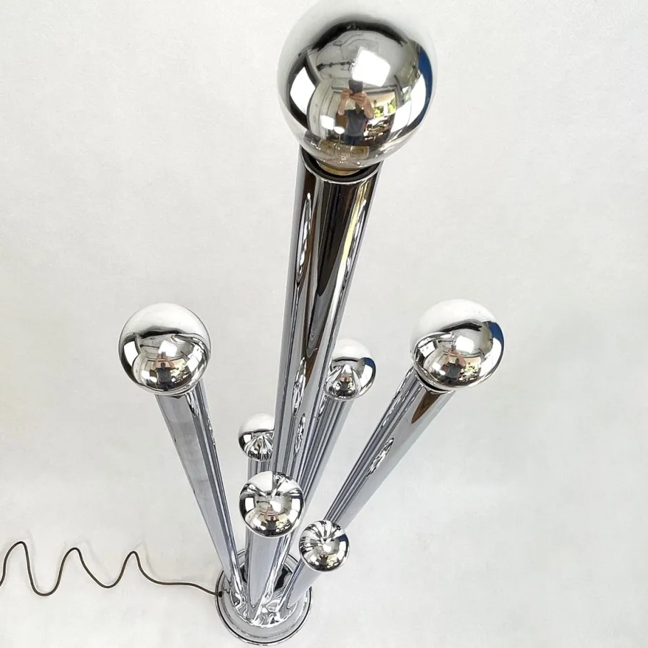 Online Pamono Large Chrome Floor Lamp, 1970s