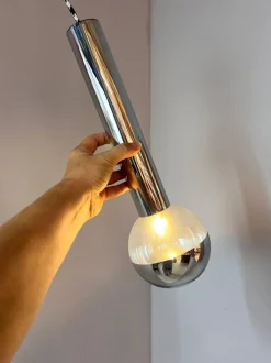 Best Pamono Large Chrome Globe Pendant by Motoko Ishii for Staff