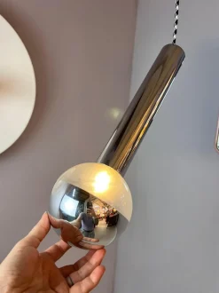 Best Pamono Large Chrome Globe Pendant by Motoko Ishii for Staff