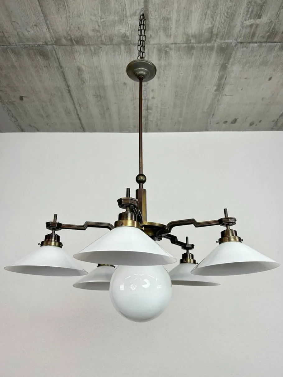 Best Pamono Large Cubist Chandelier, 1920s