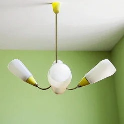 Best Pamono Large Eastern European Mid Century Modern 4-Light Dining Chandelier, 1960s-1970s