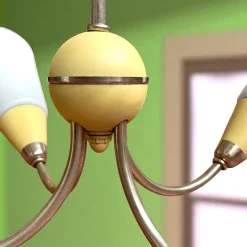 Best Pamono Large Eastern European Mid Century Modern 4-Light Dining Chandelier, 1960s-1970s