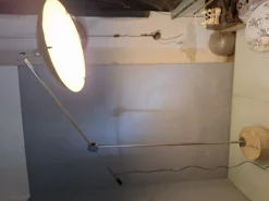 Sale Pamono Large Floor Lamp in Chromed Metal with Black Acrylic Glass Lampshade and Travertine Base, 1960s