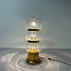 Hot Pamono Large Floor Lamp in Mouth Blown Bubble Glass and Brass, 1970s