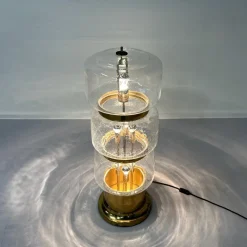 Hot Pamono Large Floor Lamp in Mouth Blown Bubble Glass and Brass, 1970s