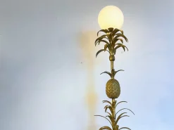 Pamono Large Floor Lamp with Pineapple in Gilded Metal, 1970s