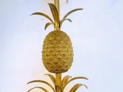 Pamono Large Floor Lamp with Pineapple in Gilded Metal, 1970s