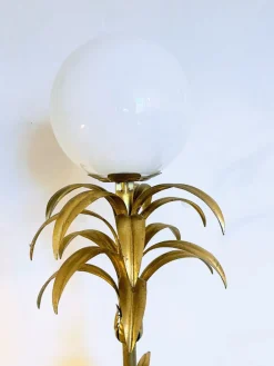 Pamono Large Floor Lamp with Pineapple in Gilded Metal, 1970s