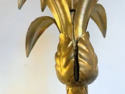 Pamono Large Floor Lamp with Pineapple in Gilded Metal, 1970s