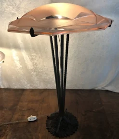 Pamono Large French Art Deco Floor Lamp from Degué, 1930s