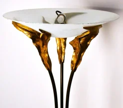 Best Pamono Large French Art Deco Style Frosted Glass Floor Lamp by Montauban, 1980s