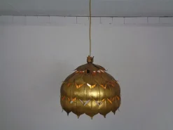 Best Pamono Large French Brass Lotus Ceiling Lamp, 1940s