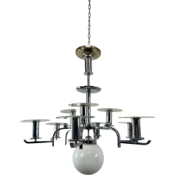 Best Pamono Large Functionalist Bauhaus Chandelier, 1930s