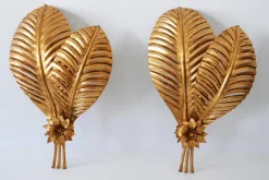 Best Pamono Large Gilt Metal Palm Leaf Sconces by Hans Kögl for Hans Kögl, 1970s, Set of 2