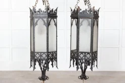 Best Pamono Large Gothic Revival Church Lanterns, 1900s, Set of 2