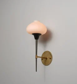 Best Pamono Large Italian Brass and Opaline Glass Wall Sconce, 1950s