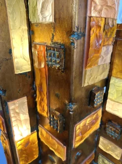 Discount Pamono Large Italian Hammered Glass and Gilt Wrought Iron Floor Lamp from Longobard, 1970s