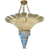 Best Pamono Large Italian Murano Gold Palm Leaf Chandelier, 1970
