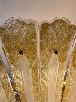 Best Pamono Large Italian Murano Gold Palm Leaf Chandelier, 1970