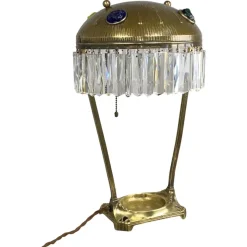 Clearance Pamono Large Jugendstil Desk Lamp with Crystals, 1890s