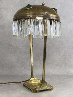 Clearance Pamono Large Jugendstil Desk Lamp with Crystals, 1890s
