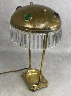 Clearance Pamono Large Jugendstil Desk Lamp with Crystals, 1890s