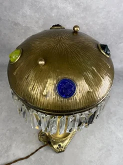 Clearance Pamono Large Jugendstil Desk Lamp with Crystals, 1890s