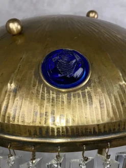 Clearance Pamono Large Jugendstil Desk Lamp with Crystals, 1890s