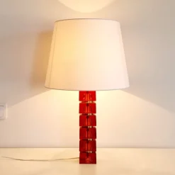 Best Pamono Large Mid-Century Scandinavian Glass & Brass Table Lamp attributed to Carl Fagerlund for Orrefors, Sweden, 1960s