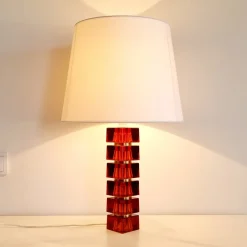 Best Pamono Large Mid-Century Scandinavian Glass & Brass Table Lamp attributed to Carl Fagerlund for Orrefors, Sweden, 1960s