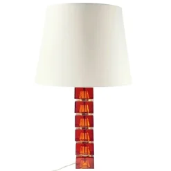 Sale Pamono Large Mid-Century Scandinavian Art Glass and Brass Table Lamp attributed to Carl Fagerlund for Orrefors, Sweden, 1960s
