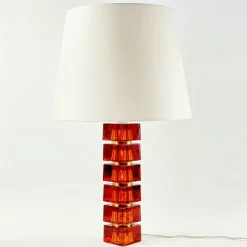 Sale Pamono Large Mid-Century Scandinavian Art Glass and Brass Table Lamp attributed to Carl Fagerlund for Orrefors, Sweden, 1960s