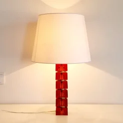 Sale Pamono Large Mid-Century Scandinavian Art Glass and Brass Table Lamp attributed to Carl Fagerlund for Orrefors, Sweden, 1960s