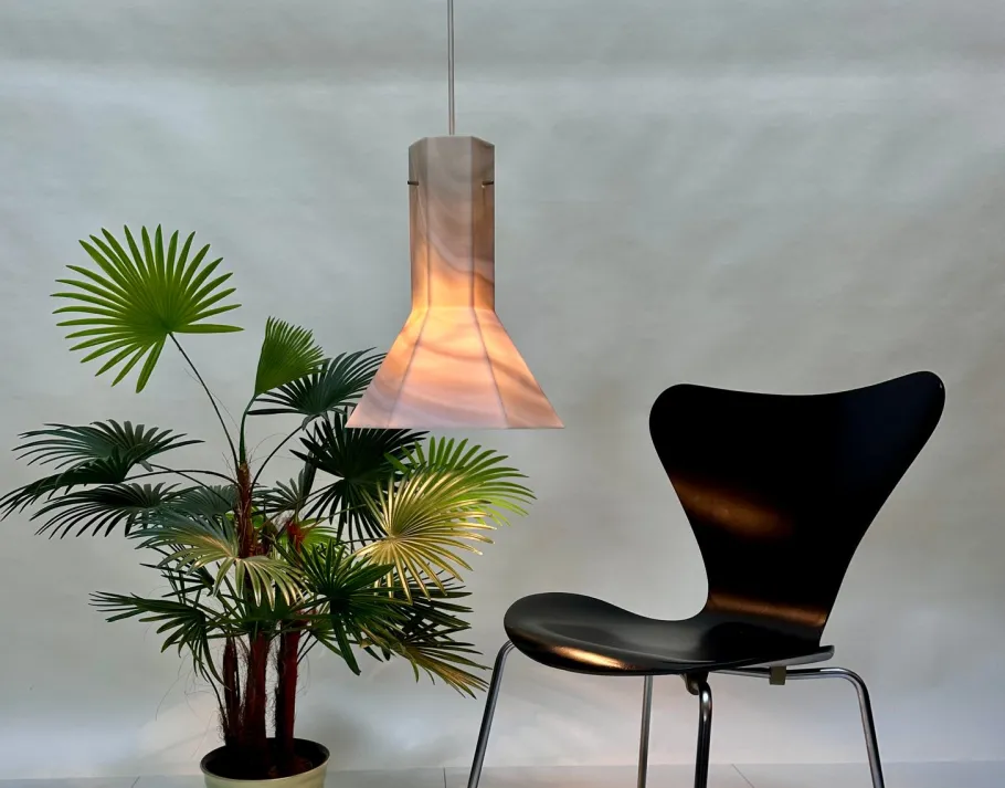 Best Pamono Large Model Arte Colore Carrara Hanging Lamp in Marbled Glass from Peill & Putzler, West Germany, 1970s