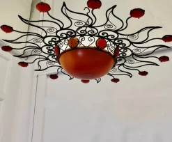 Best Pamono Large Moroccan Wrought Iron Sun Lamp Shade, 1960s