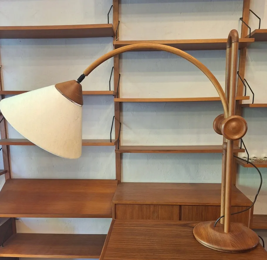 Best Pamono Large Multi-Adjustable Table Lamp in Teak from Domus, Denmark, 1970s